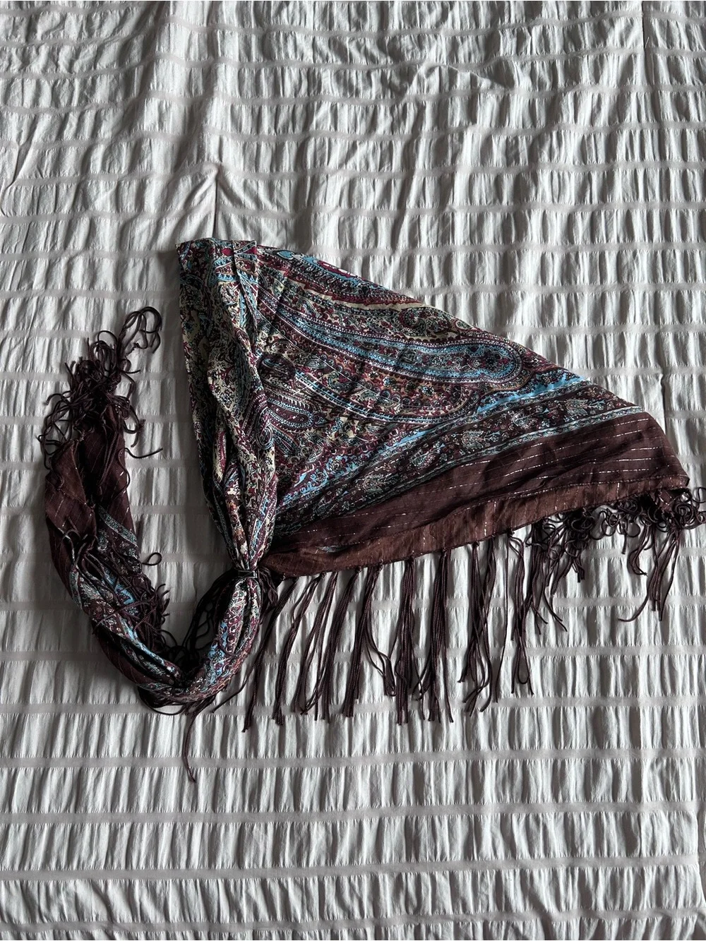 Boho Paisley Fringe Bandana Style Head/Hair Scarf (OS)